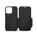 EFM Monaco Leather Wallet Case Armour with D3O 5G Signal Plus For iPhone 13 Pro (6.1" Pro) - Black/Space Grey