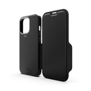 EFM Monaco Leather Wallet Case Armour with D3O 5G Signal Plus For iPhone 13 Pro (6.1" Pro) - Black/Space Grey