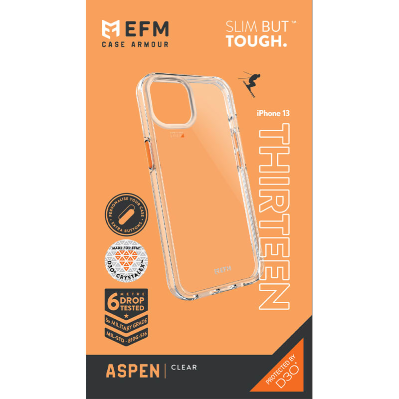 EFM Aspen Case Armour with D3O Crystalex For iPhone 13 (6.1") - Clear