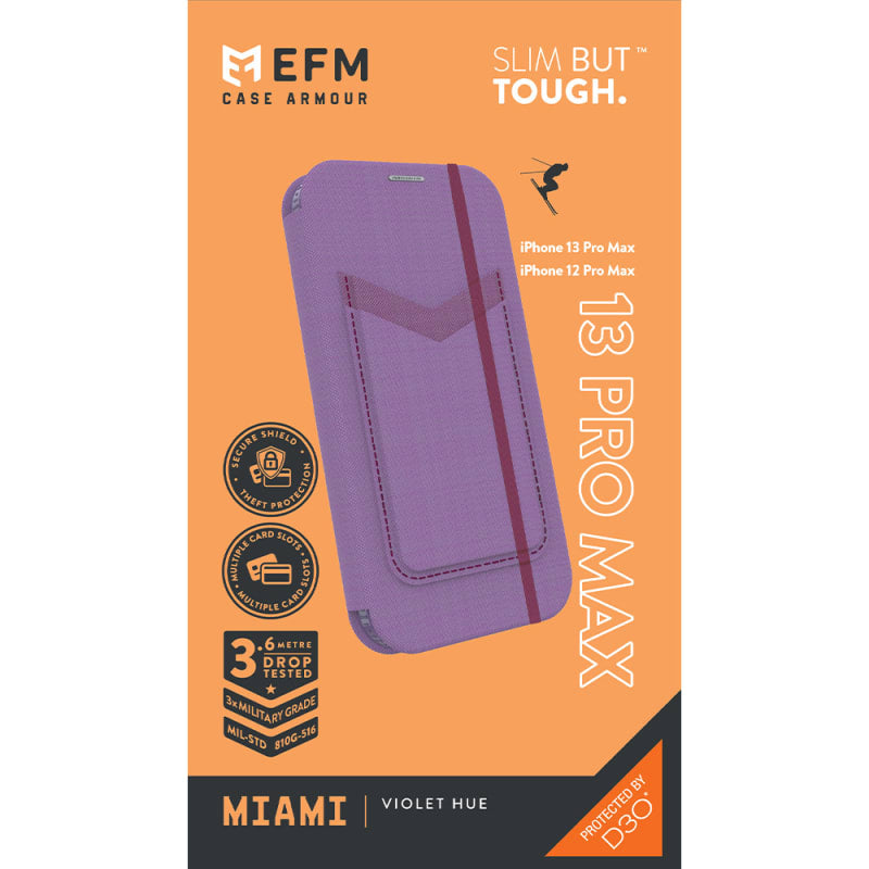 EFM Miami Leather Wallet Case Armour with D3O For iPhone 13 Pro Max