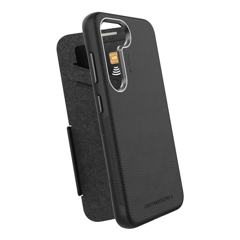EFM Monaco Case Armour with ELeather and D3O 5G Signal Plus Technology For Samsung Galaxy S23 - Black/Space Grey