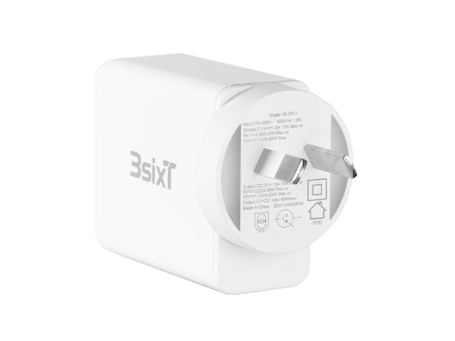 3sixT Wall Charger AU 40W Dual USB-C PD20W + PD20W