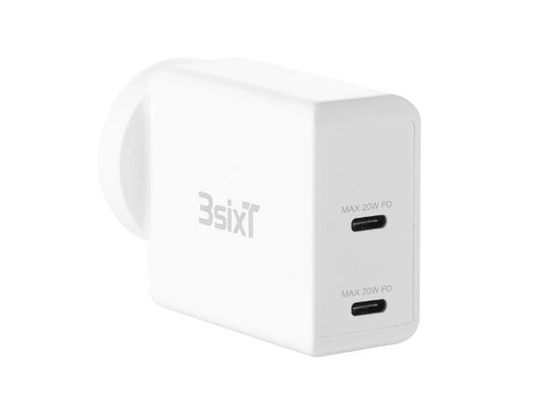 3sixT Wall Charger AU 40W Dual USB-C PD20W + PD20W