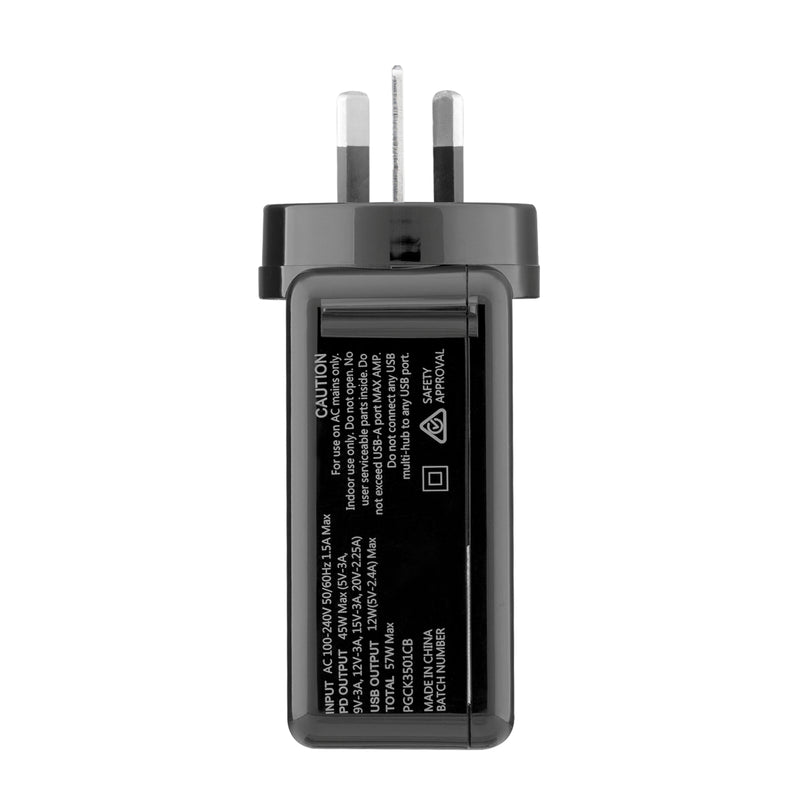 3SIXT BLACK PowerGuard 57W Charge Protector USB-C + USB-A