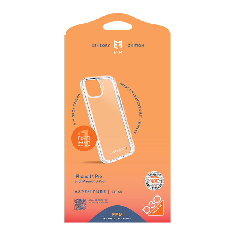 EFM Aspen Pure Case Armour with D3O Crystalex For iPhone 13 Pro (6.1")/iPhone 14 Pro (6.1")