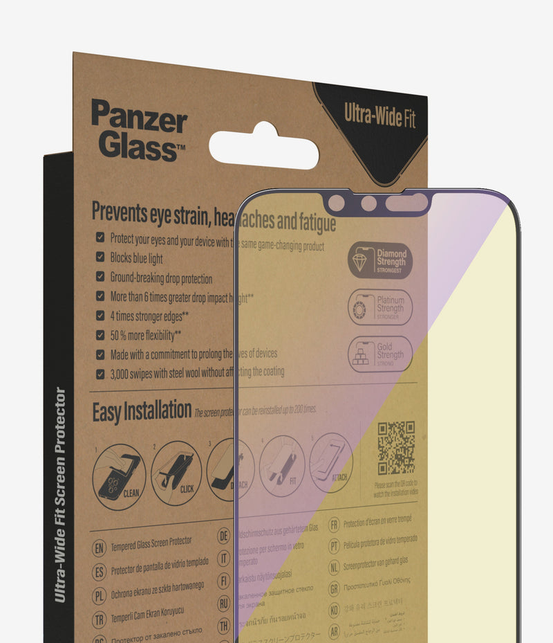 PanzerGlass Ultra Wide Fit Anti Blue light wAli for iPhone 13/iPhone 13 Pro/iPhone 14