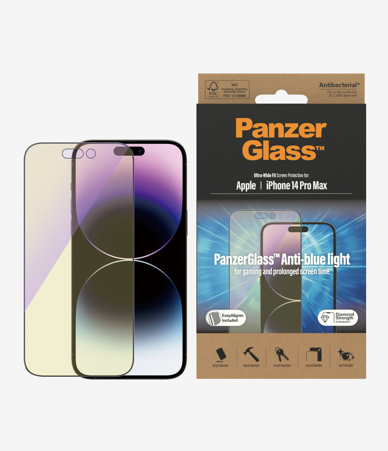 PanzerGlass UltraWide Fit AntiBluelight w/A for iPhone 14 Pro Max